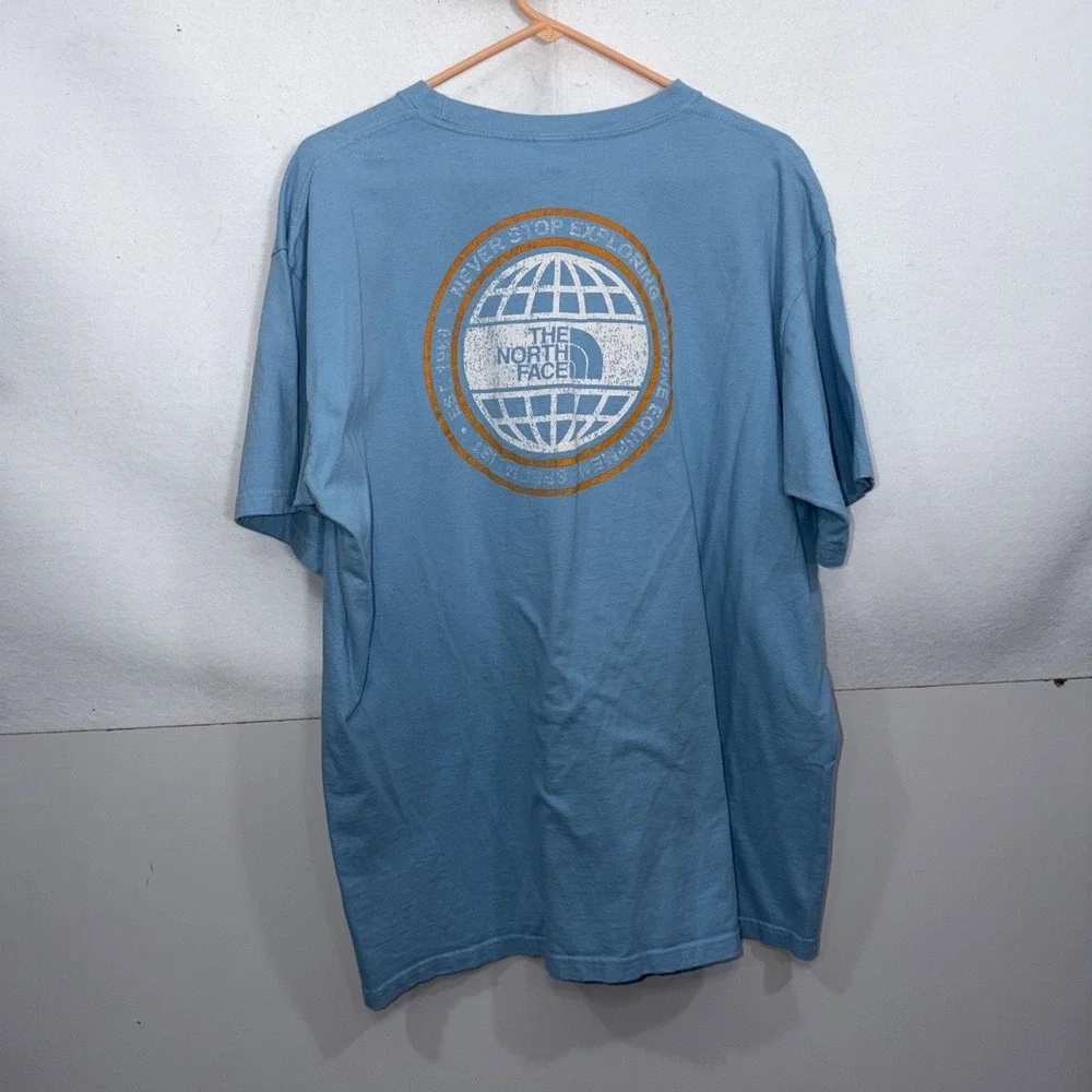 The North Face Light Blue  Graphic Logo Casual T-Shirt Men's Size Extra Large XL